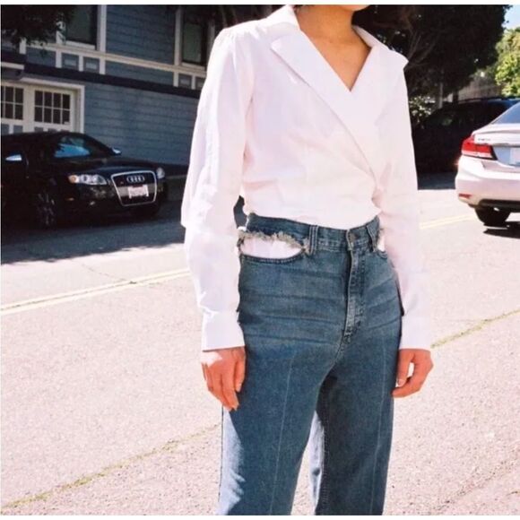 Rachel Comey cut out High-Waisted Blue Denim Jeans, US4